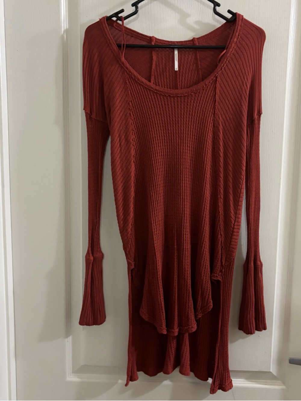 Free People Rust Ribbed Long Sleeve Tunic